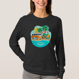 Camiseta Feliz verano Sun Beach Blue Sea Trees Refrescantes