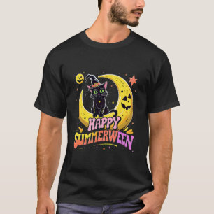 Camiseta Feliz Veranoween Gato Negro Halloween Vibes de Pla