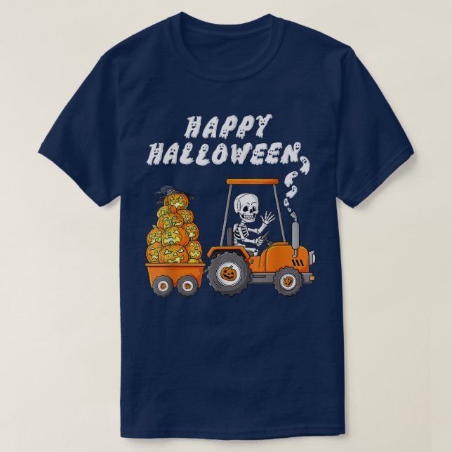 Camiseta Feliz viaje en tractor de escrúpulos de Halloween (Diseño del anverso)