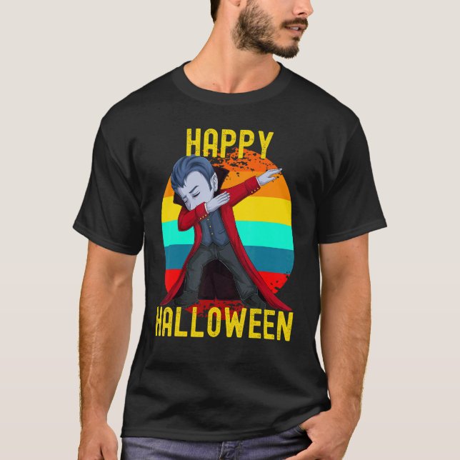 Camiseta Feliz victoria para niños Dabbing Drácula de Hallo (Anverso)