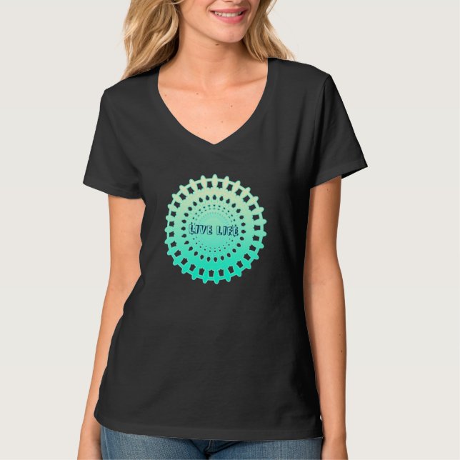 Camiseta Feliz vida en vivo Motto Gear Mandala Wheel Spirit (Anverso)