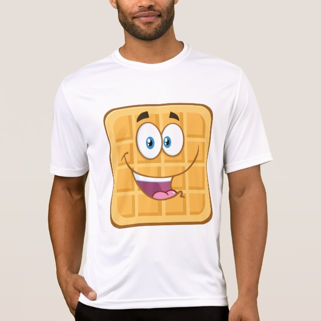 Camiseta Feliz Waffle Kawaii Sonriente Desayuno Comida (Anverso)