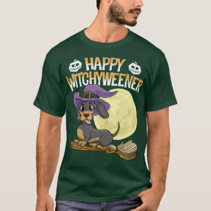 Camiseta Feliz Witchyweener Halloween Dachshund Witch Wiene