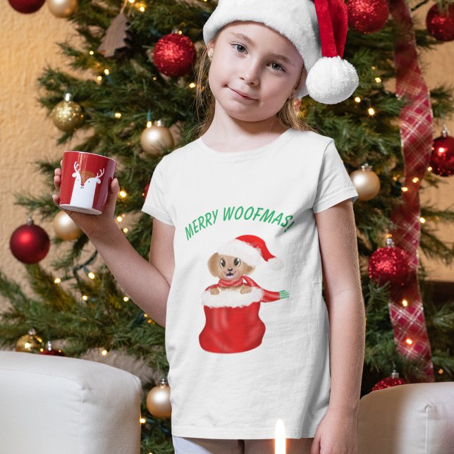 Camiseta ¡Feliz Woofmas! Bulldog De Cachorro En Santa Bag (Subido por el creador)