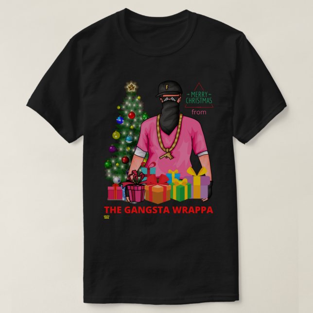 Camiseta Feliz X-MASA DE GANGSTA WRAPPA divertido (Diseño del anverso)
