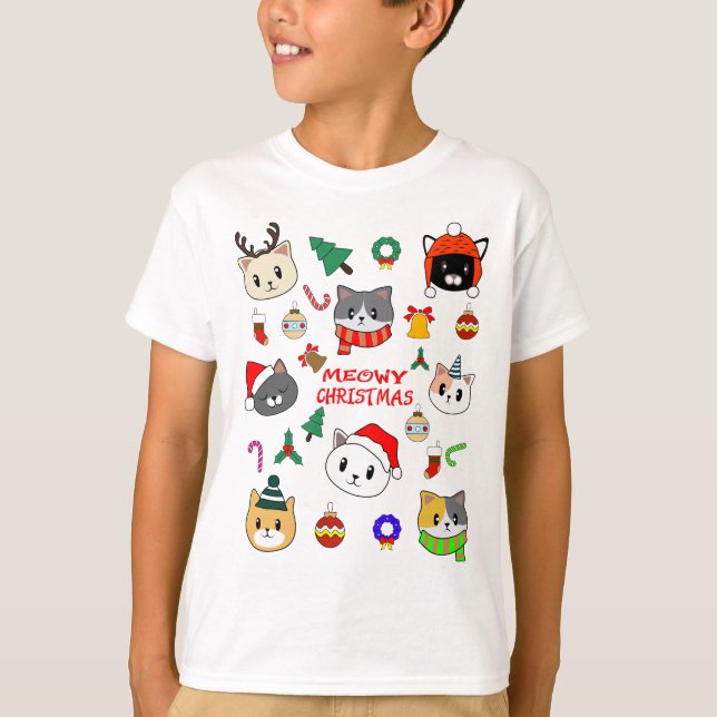 Camiseta FELIZ XMAS, Árbol de Navidad Meowy, regalo de Navi (Anverso)