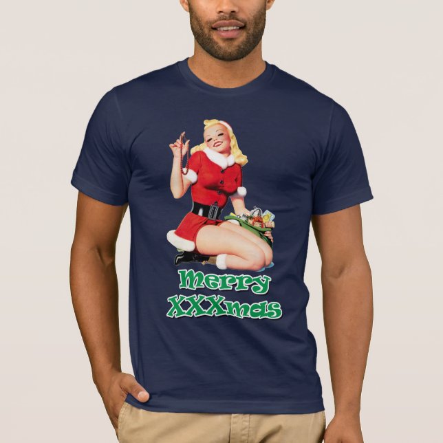 Camiseta Feliz XXXmas: Chica modelo del vintage divertido (Anverso)