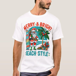 Camiseta Feliz y brillante, estilo de playa - Navidades fes