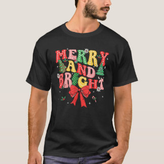 Camiseta Feliz y brillante Feliz Navidad Coquette Bow Chica