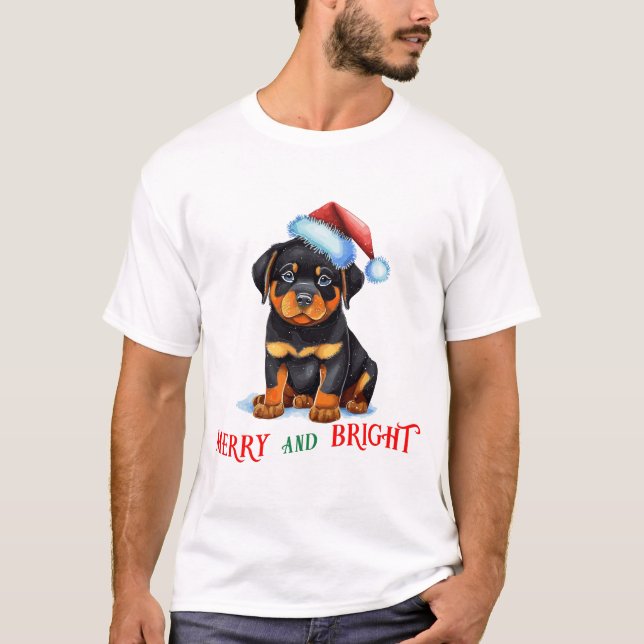 Camiseta Feliz y brillante Santa Dog (Anverso)