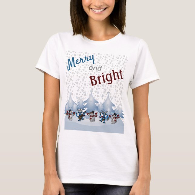 Camiseta Feliz y brillante Snowmen (Anverso)