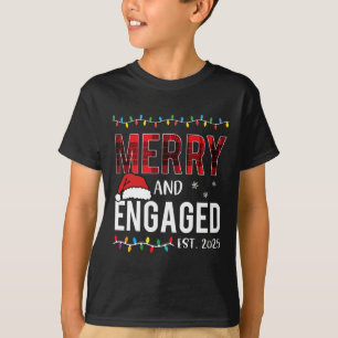 Camiseta Feliz Y Comprometido 2025 Christma De Plata Roja C