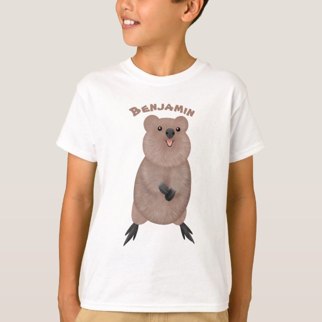 Camiseta Feliz y lindo diseño de personalizados de quokka (Anverso)