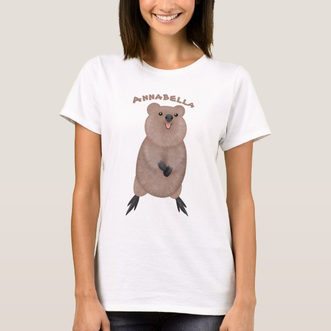 Camiseta Feliz y lindo diseño de personalizados de quokka (Anverso)