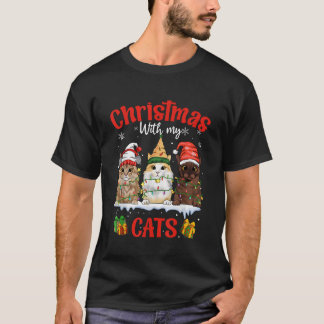 Camiseta Feliz y luminoso con gatos Navidades con mis gatos