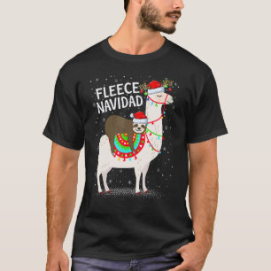 Camiseta Felpa Navidad Santa Perezoso Montando Llama Navida