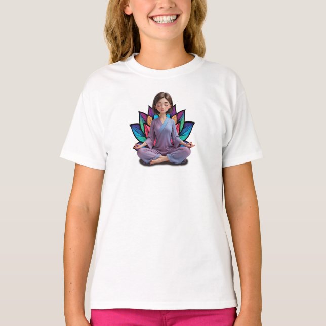 Camiseta Fem Infantil Básica Meditação-3 (Anverso)