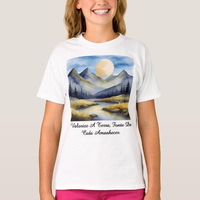 Camiseta Fem Juvenil Básica Amanhecer da Terra-2 (Anverso)