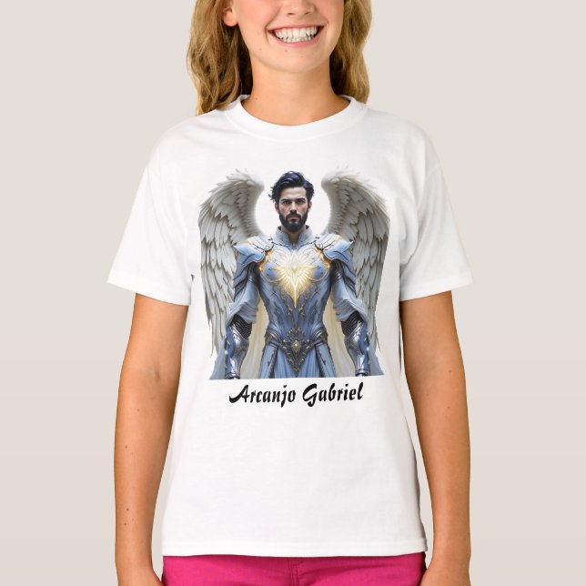 Camiseta Fem Juvenil Básica Arcanjo Gabriel (Anverso)