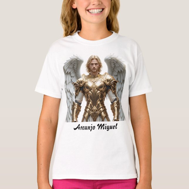 Camiseta Fem Juvenil Básica Arcanjo Miguel (Anverso)