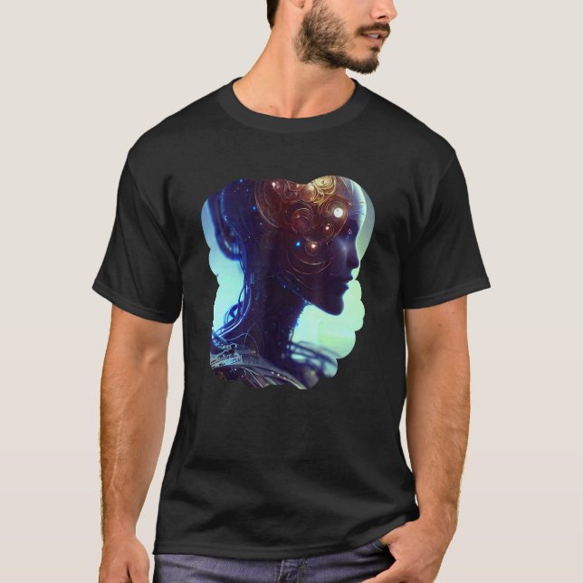 Camiseta Female Robot Sci Fi Cyborg Unique Futuristic Digit (Anverso)