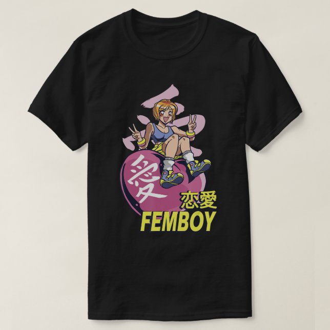 Camiseta Femboy que ama el anime y el juego - gif fresco y  (Diseño del anverso)