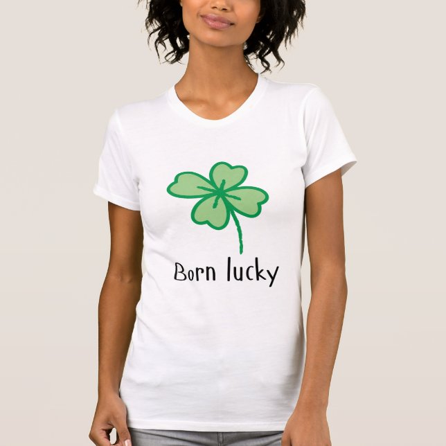 Camiseta femenina afortunada de nacimiento - Día d (Anverso)
