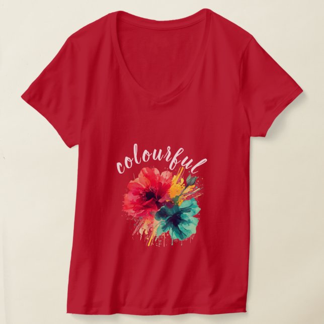 Camiseta femenina colorida - Vibrante diseño gráfi (Distribución )