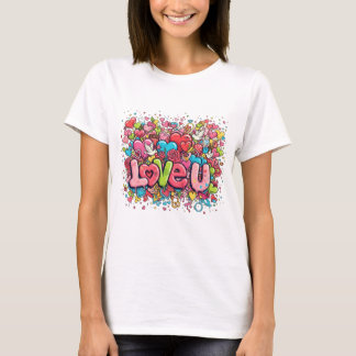 Camiseta femenina Colorido Graffiti Love U