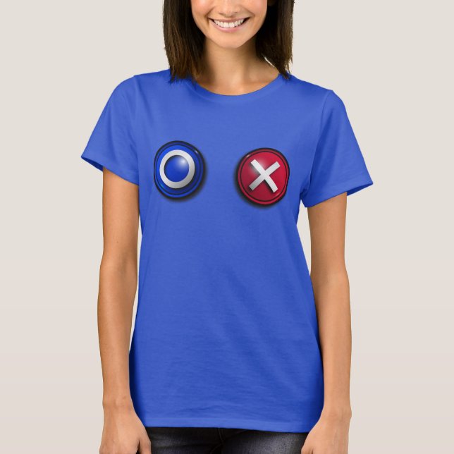 Camiseta femenina con botones de votación de juego (Anverso)