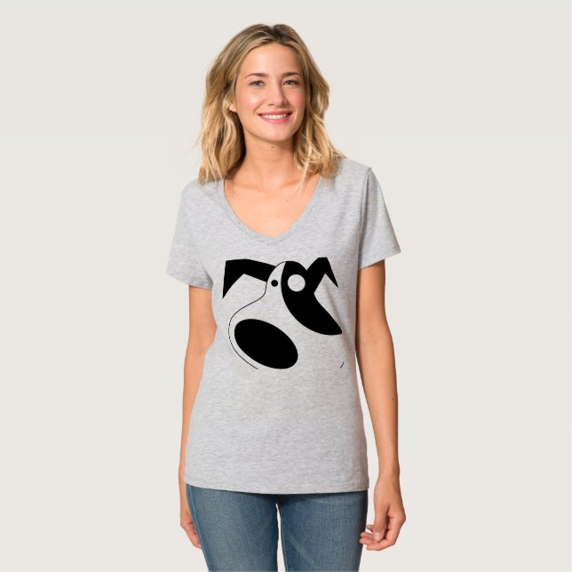Camiseta femenina con cuello en V Chic Abstract Pu (Anverso completo)