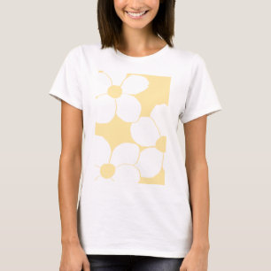 Camiseta femenina con estampado floral amarillo de