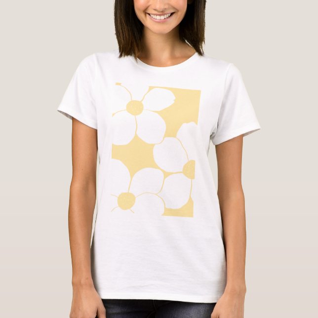 Camiseta femenina con estampado floral amarillo de (Anverso)