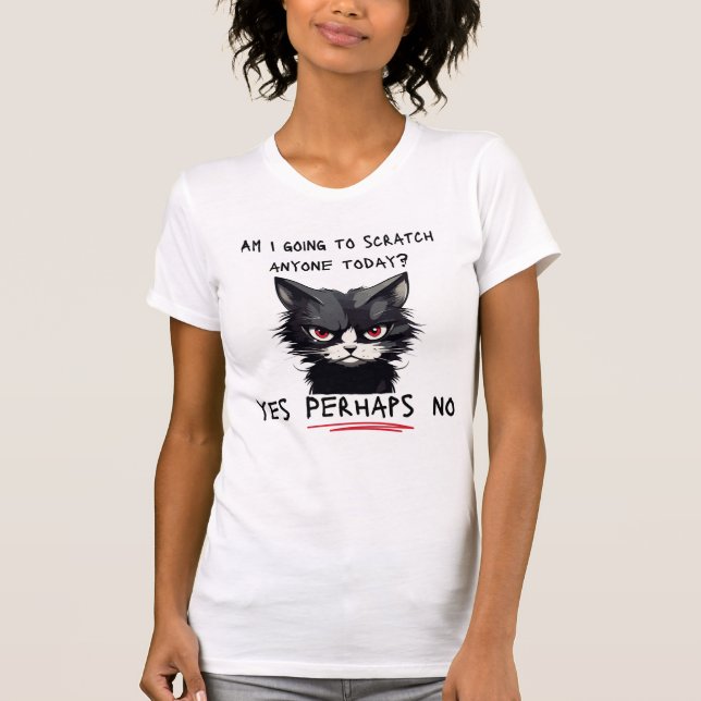 Camiseta femenina con gato negro (Anverso)