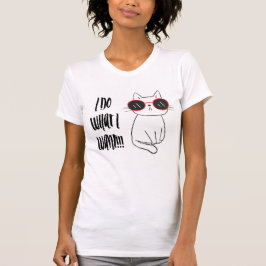 Camiseta femenina con gato que tiene vidrio solar