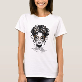 Camiseta femenina con la cara de una mujer hermosa