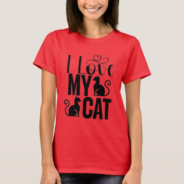Camiseta femenina con texto para gatos (Anverso)