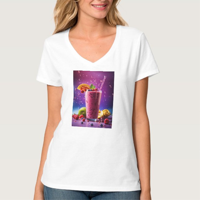Camiseta femenina con un diseño de smoothie vibran (Anverso)