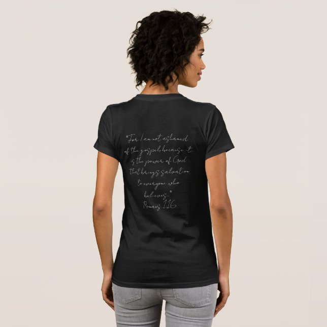 Camiseta femenina con verso en la espalda (Reverso completo)