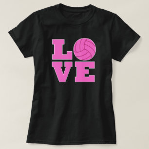 Camiseta femenina de amor al voleibol rosa