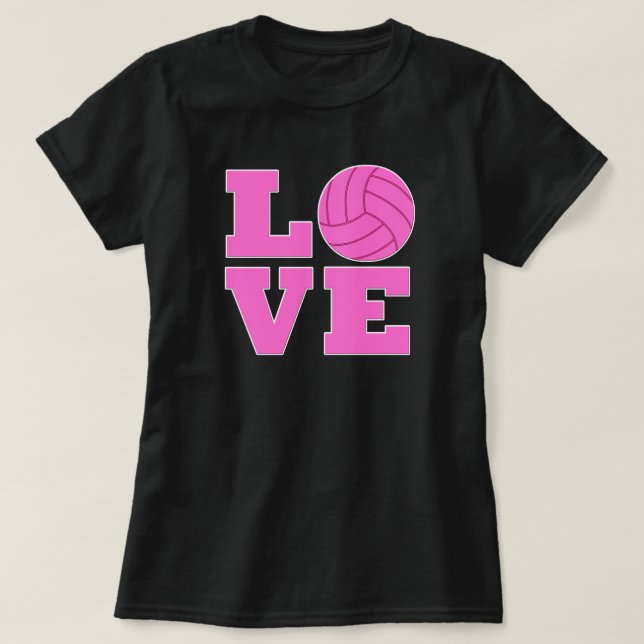 Camiseta femenina de amor al voleibol rosa (Diseño del anverso)