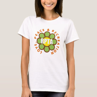 Camiseta femenina de amor, paz y recreación