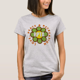 Camiseta femenina de amor, paz y recreación