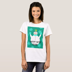 Camiseta femenina de Año Nuevo feliz de hombre de