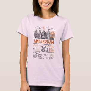Camiseta femenina de arte vintage de Amsterdam