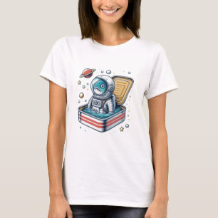 Camiseta femenina de astronauta sardina peculiar