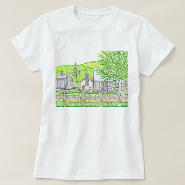 Camiseta femenina de Barn de Piedra de Primavera (Diseño del anverso)