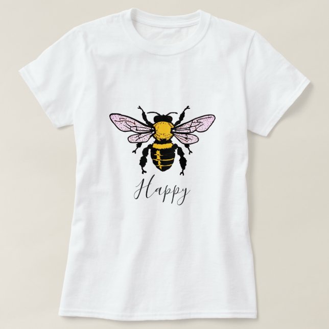 Camiseta femenina de Bee Happy (Diseño del anverso)