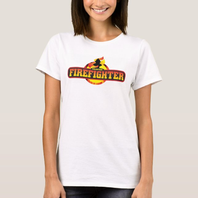 Camiseta femenina de bombero voluntaria (Anverso)