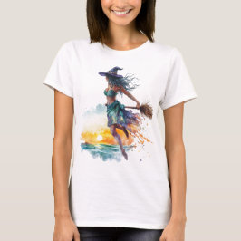 Camiseta femenina de bruja de verano